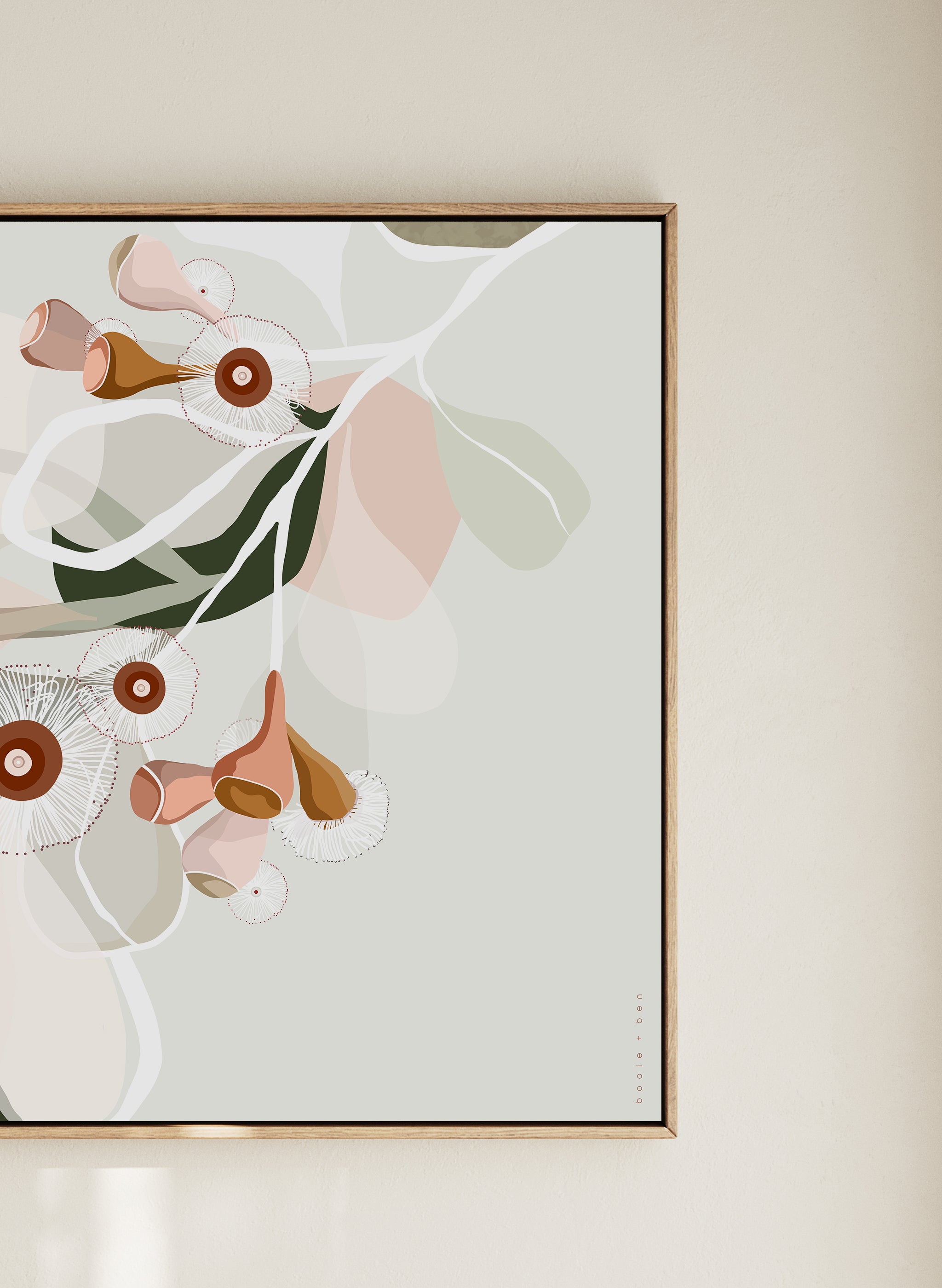 EUCALYPT BLOOM 2 // SAGE // 50 X 50CM // CANVAS WITH OAK FRAME