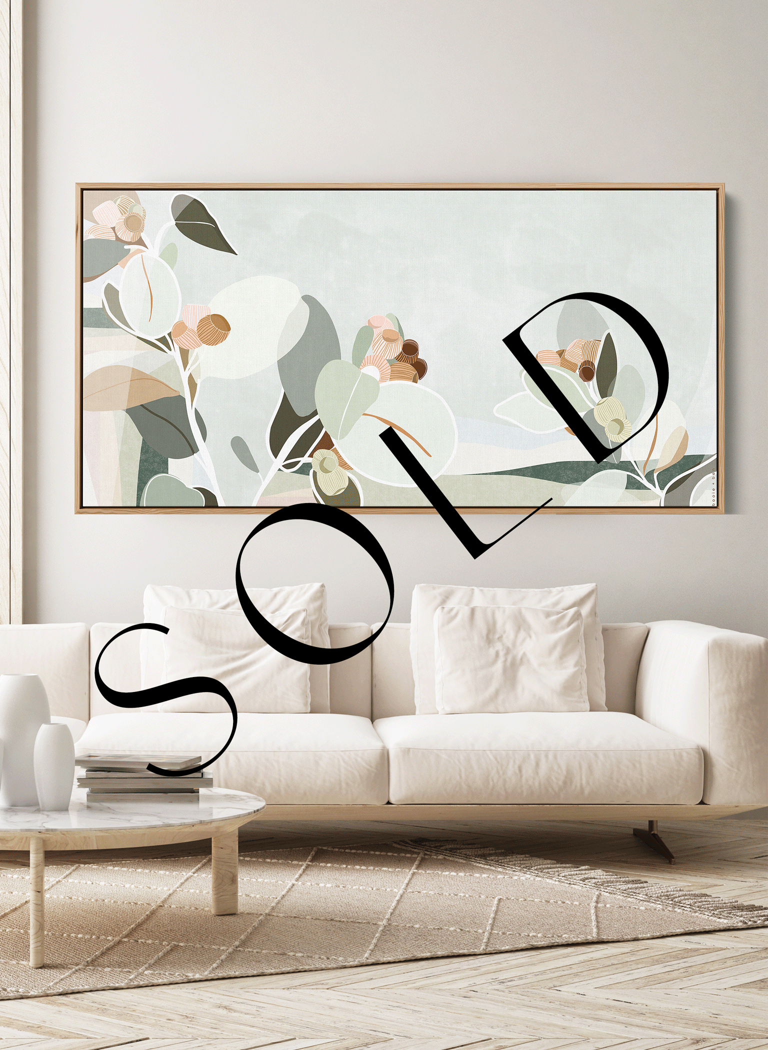 FIELD OF EUCALYPT LONG // 140 X 70CM  // CANVAS WITH OAK FRAME (Copy)