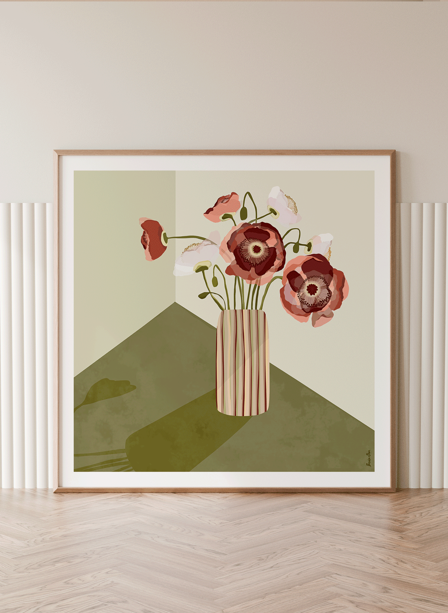 POPPIES IN CLAY ~ PISTACHIO