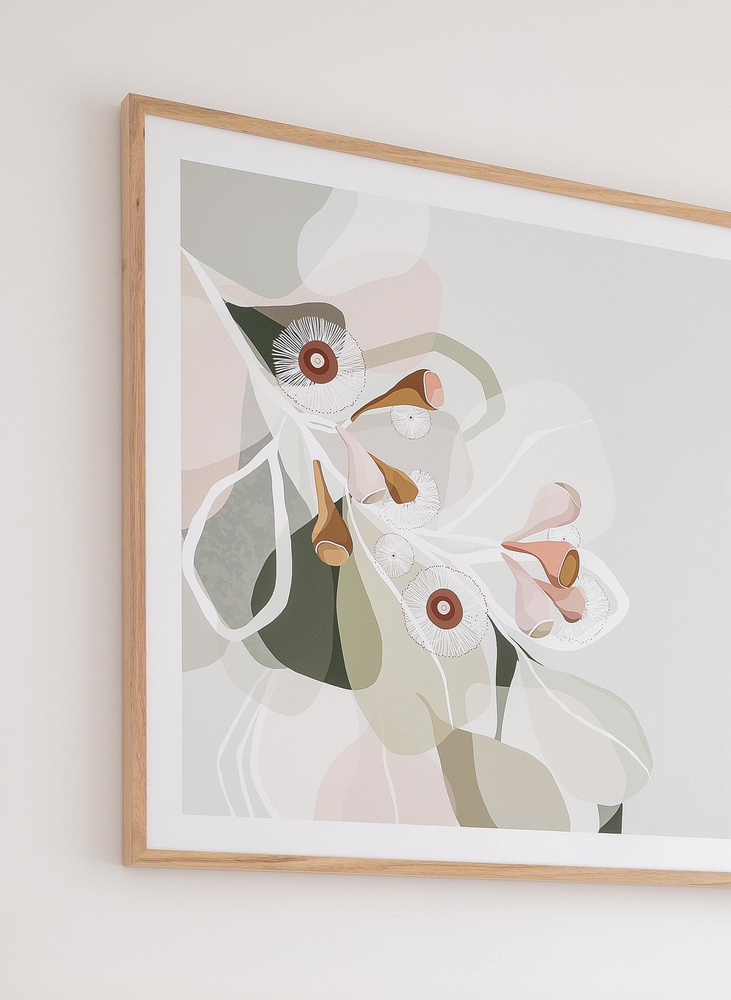 Booie and Ben - Botanical Artwork - Eucalypt Bloom 1 Sage - Bedroom - Left Side - Details